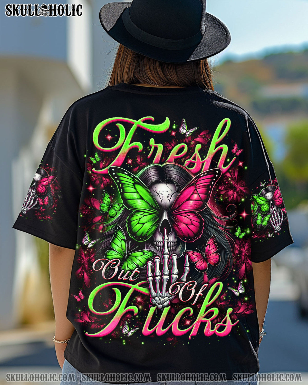 BLISSCORNERS FRESH OUT OF F BUTTERFLY SKULL LADY ALL OVER PRINT