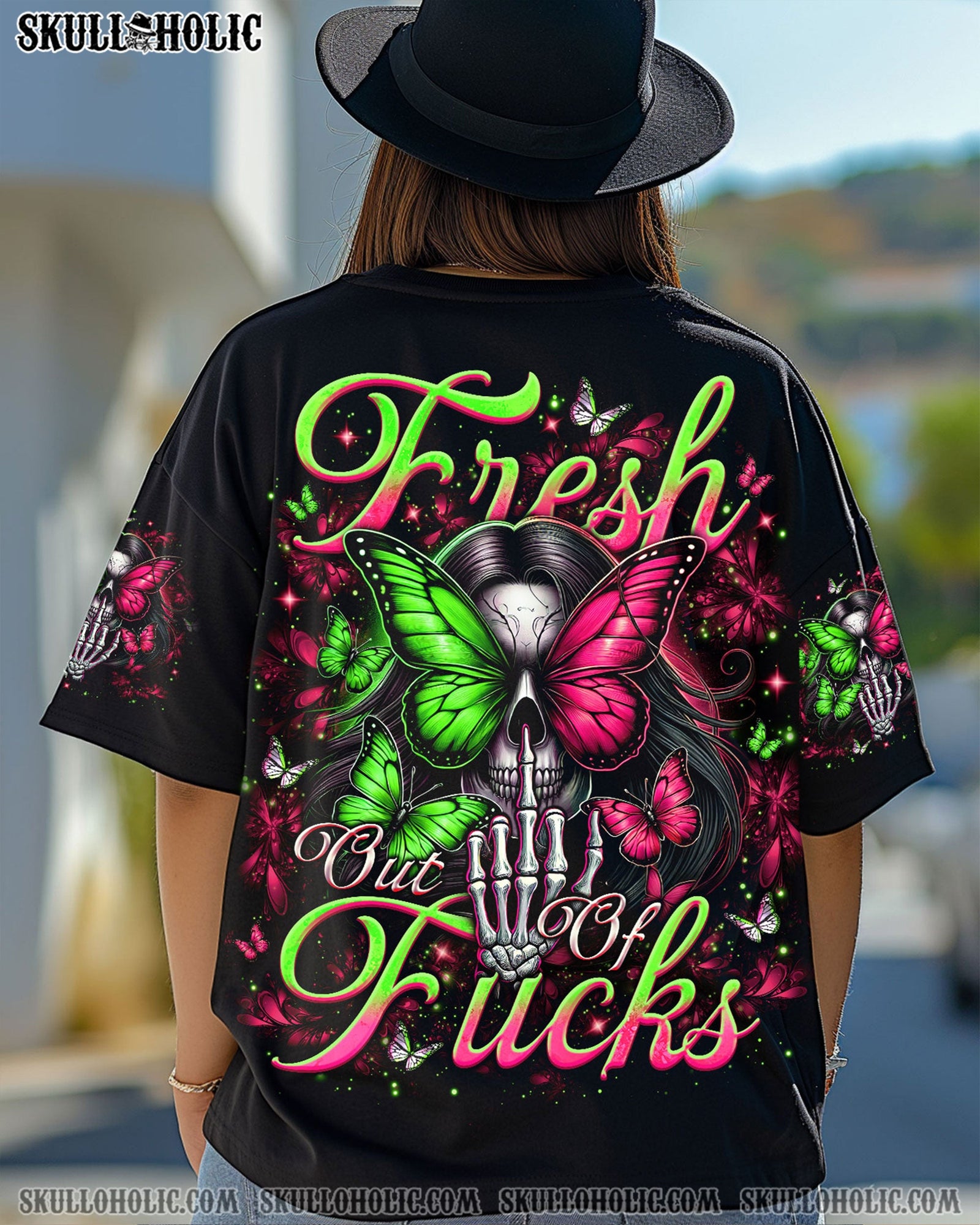 BLISSCORNERS FRESH OUT OF F BUTTERFLY SKULL LADY ALL OVER PRINT