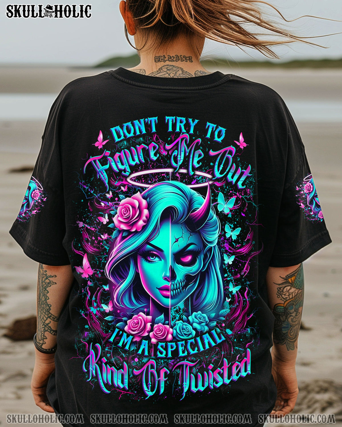 BLISSCORNERS DON'T TRY TO FIGURE ME OUT SKULL ALL OVER PRINT