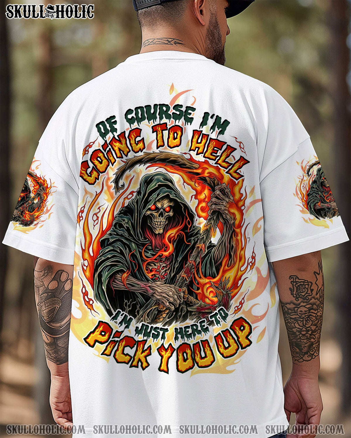 BLISSCORNERS OF COURSE I'M GOING TO HELL SKULL REAPER ALL OVER PRINT