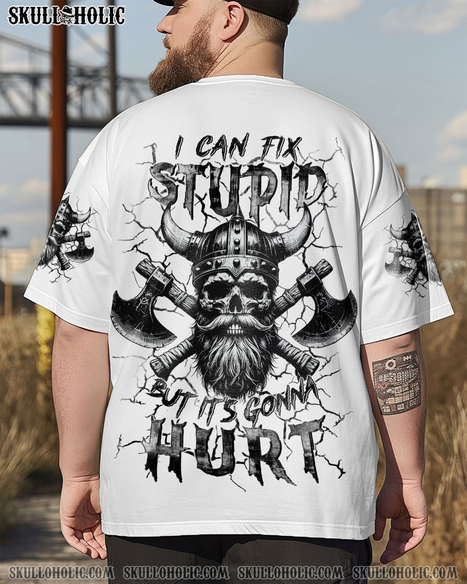 BLISSCORNERS I CAN FIX STUPID VIKING SKULL ALL OVER PRINT