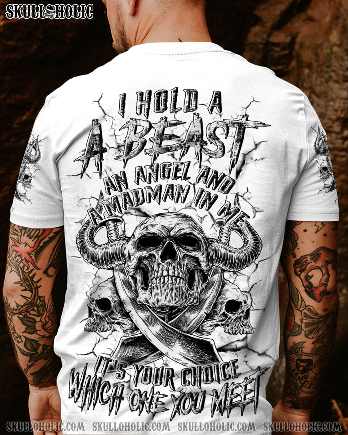 BLISSCORNERS I HOLD A BEAST AN ANGEL AND MADMAN IN ME ALL OVER PRINT