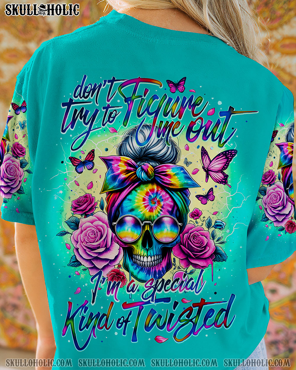 BLISSCORNERS KARMA WILL SLAP YOU EVENTUALLY MESSY BUN ALL OVER PRINT