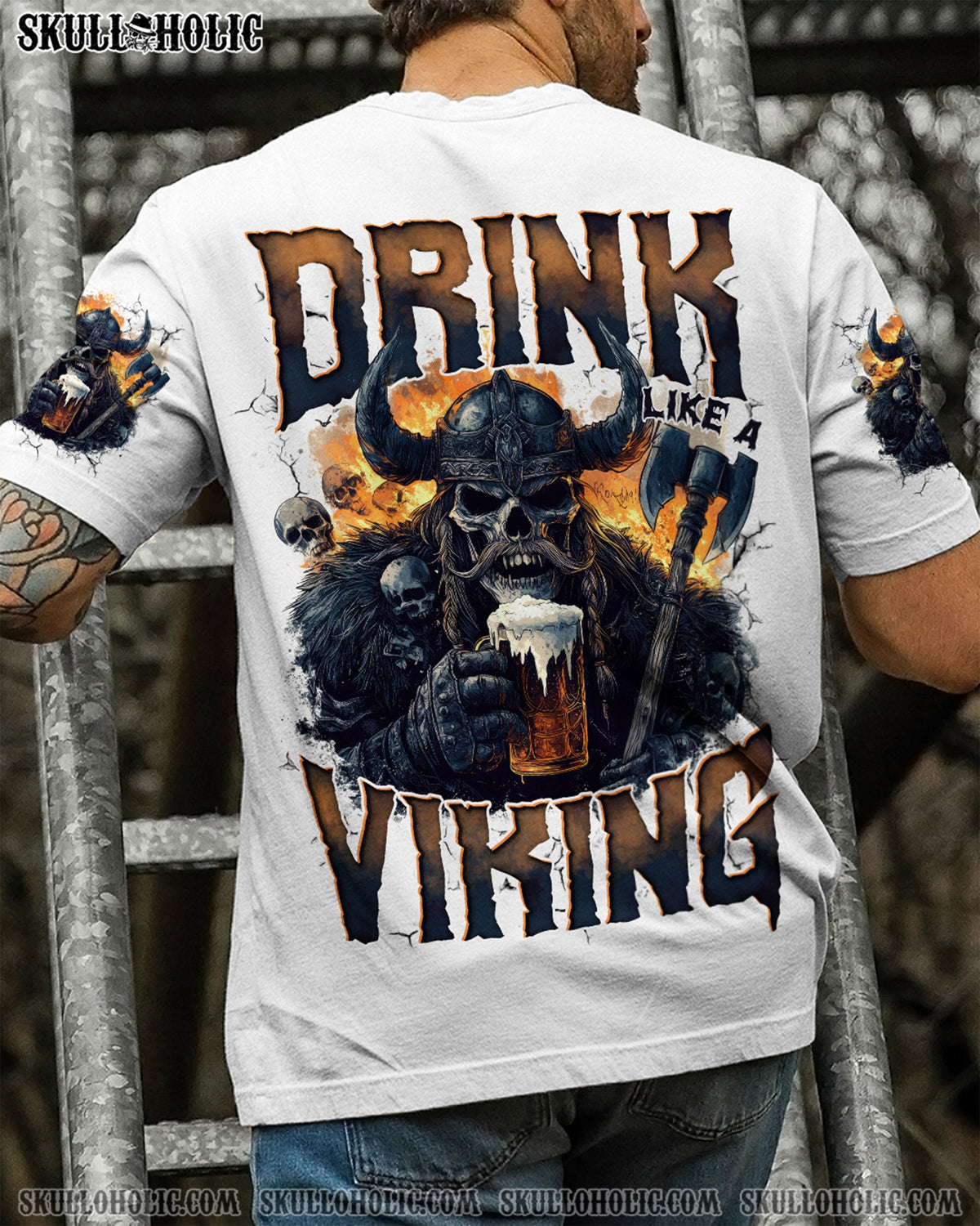 BLISSCORNERS DRINK LIKE A VIKING SKULL ALL OVER PRINT