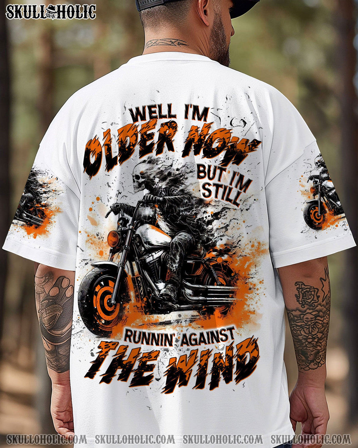 BLISSCORNERS RUNNING AGAINST THE WIND BIKER SKULL ALL OVER PRINT