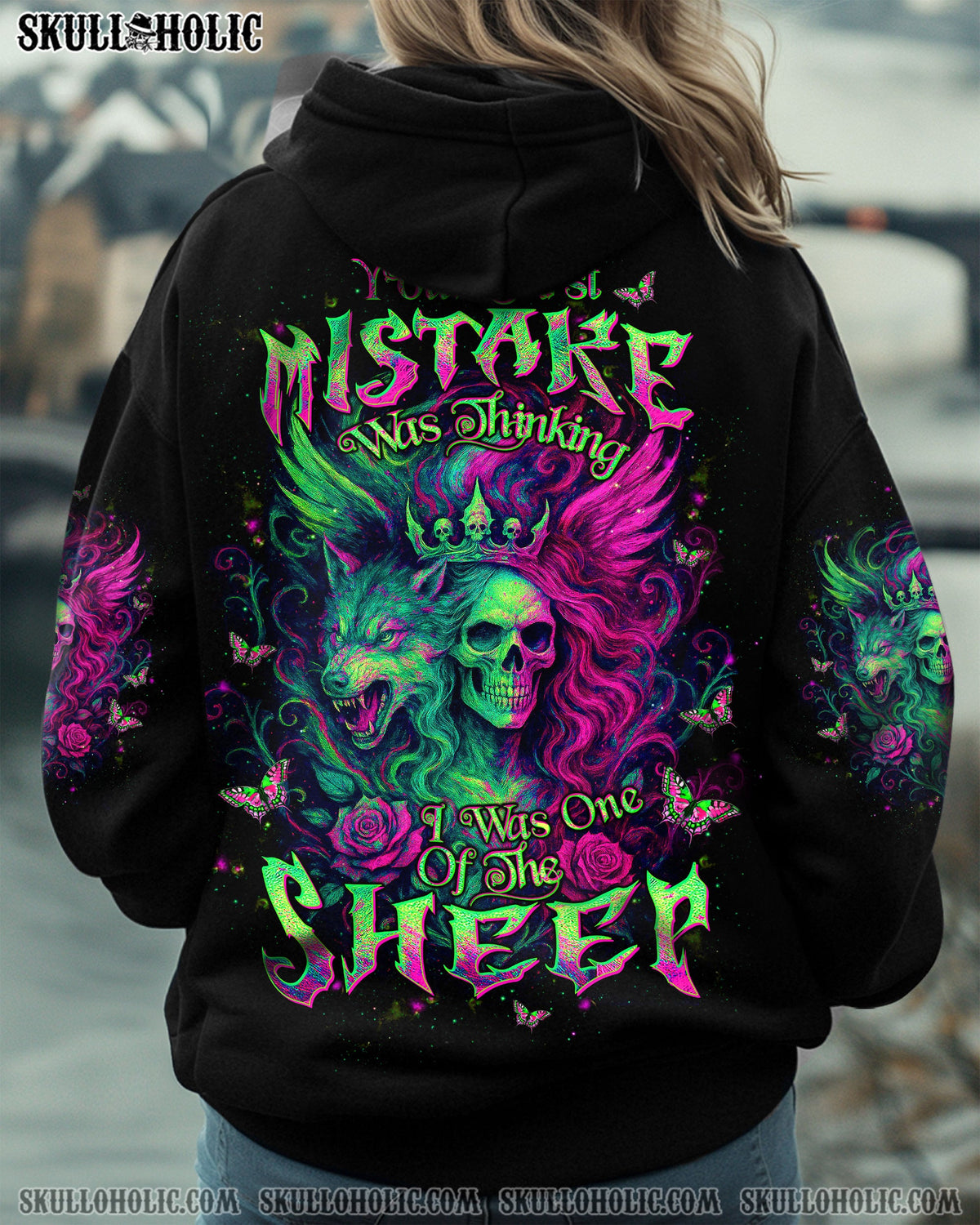 BLISSCORNERS YOUR FIRST MISTAKE WOLF SKULL LADY ALL OVER PRINT