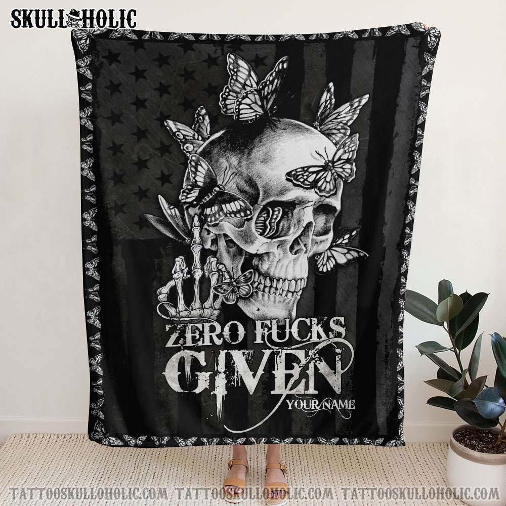 BLISSCORNERS PERSONALIZED SKULL BUTTERFLY DEMON DARK WOVEN & FLEECE BLANKET