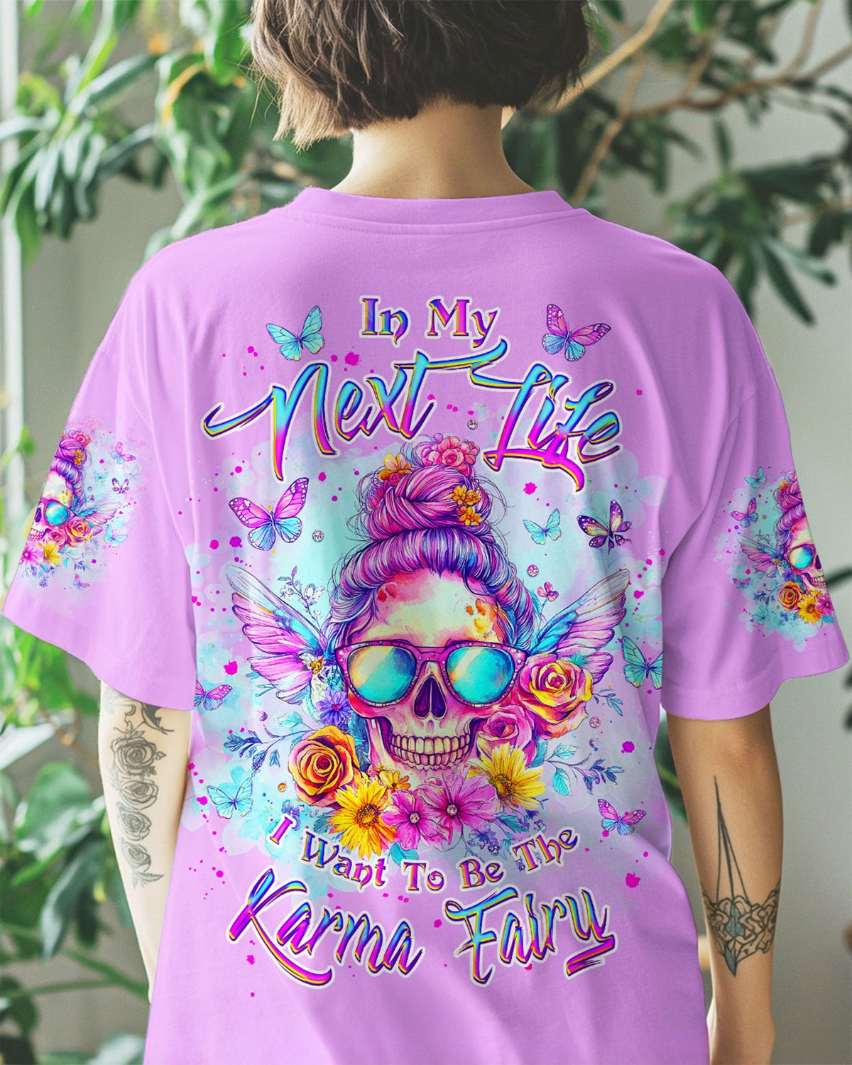BLISSCORNERS JUDGE ME WHEN SKULL MESSY BUN  ALL OVER PRINT