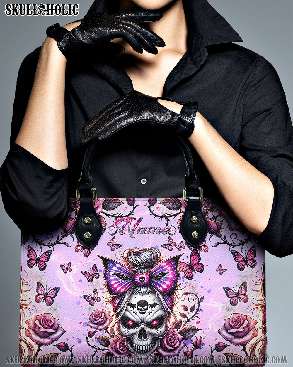 BLISSCORNERS SKULL MESSY BUN  LEATHER HANDBAG