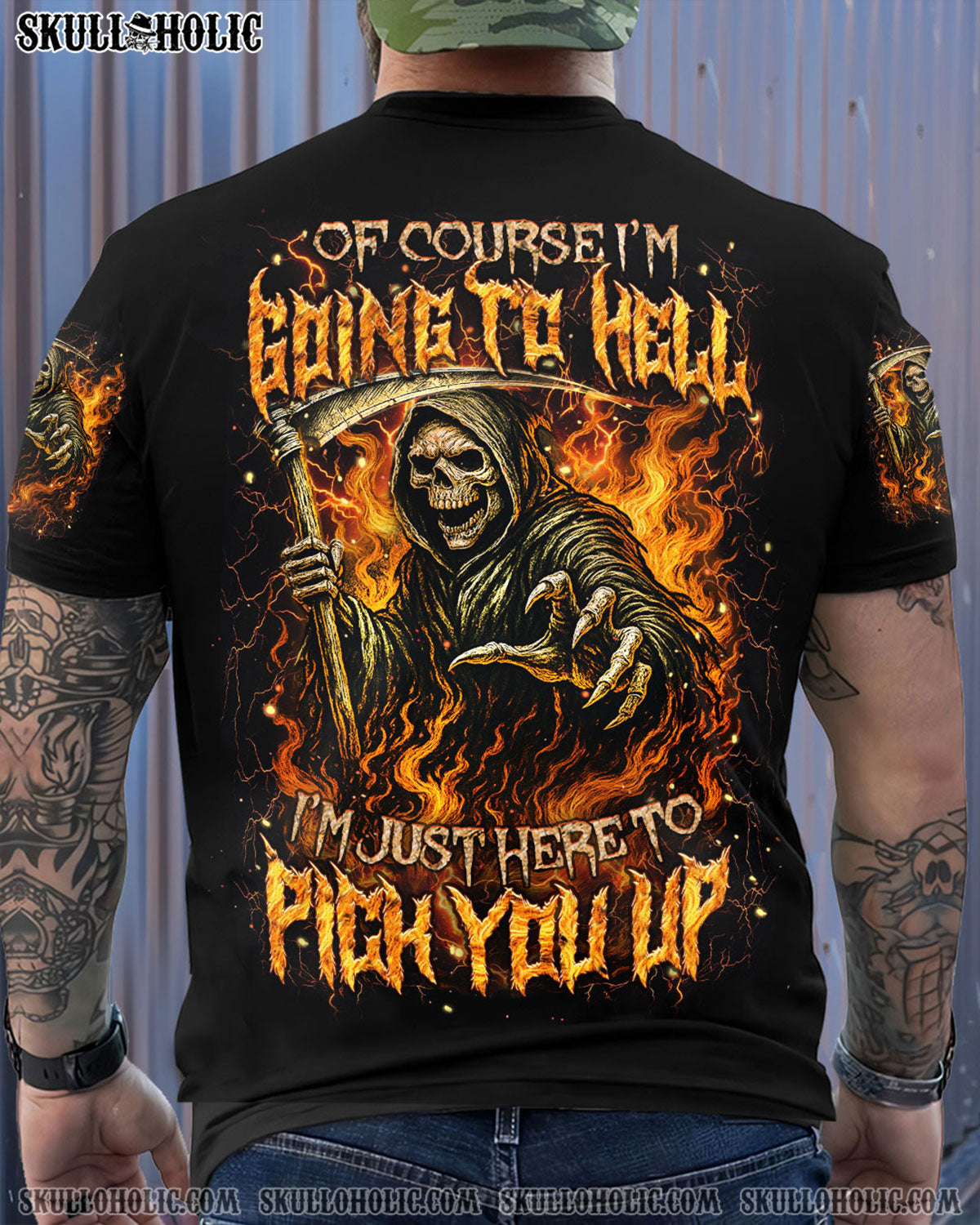 BLISSCORNERS OF COURSE I'M GOING TO HELL SKULL REAPER ALL OVER PRINT