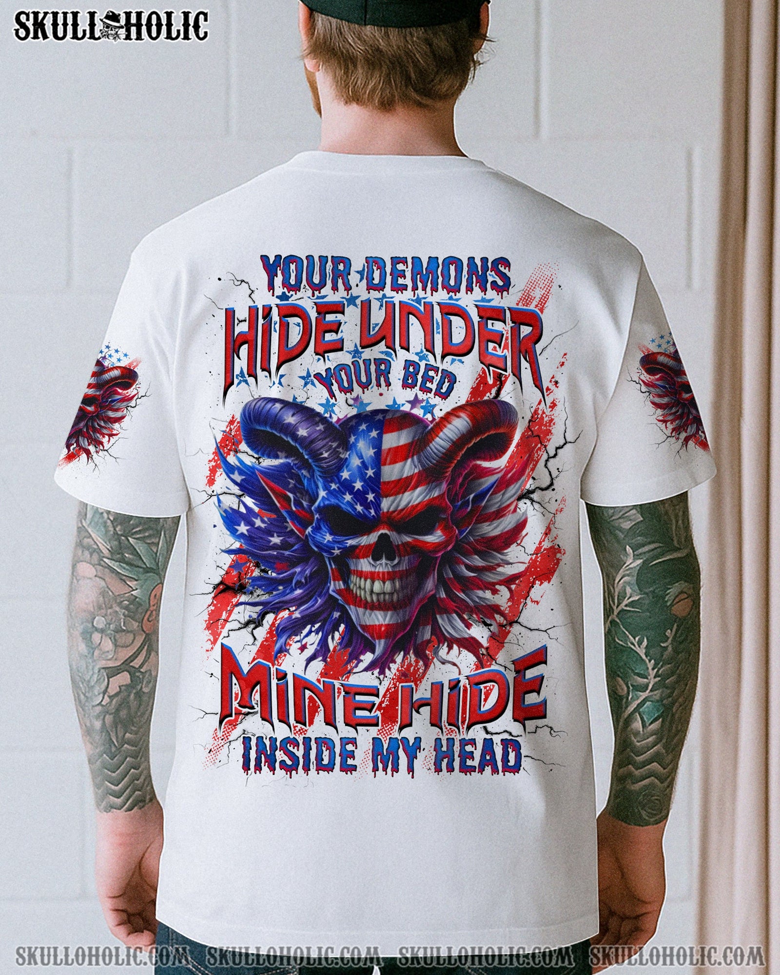 BLISSCORNERS YOUR DEMONS HIDE UNDER YOUR BED SKULL ALL OVER PRINT