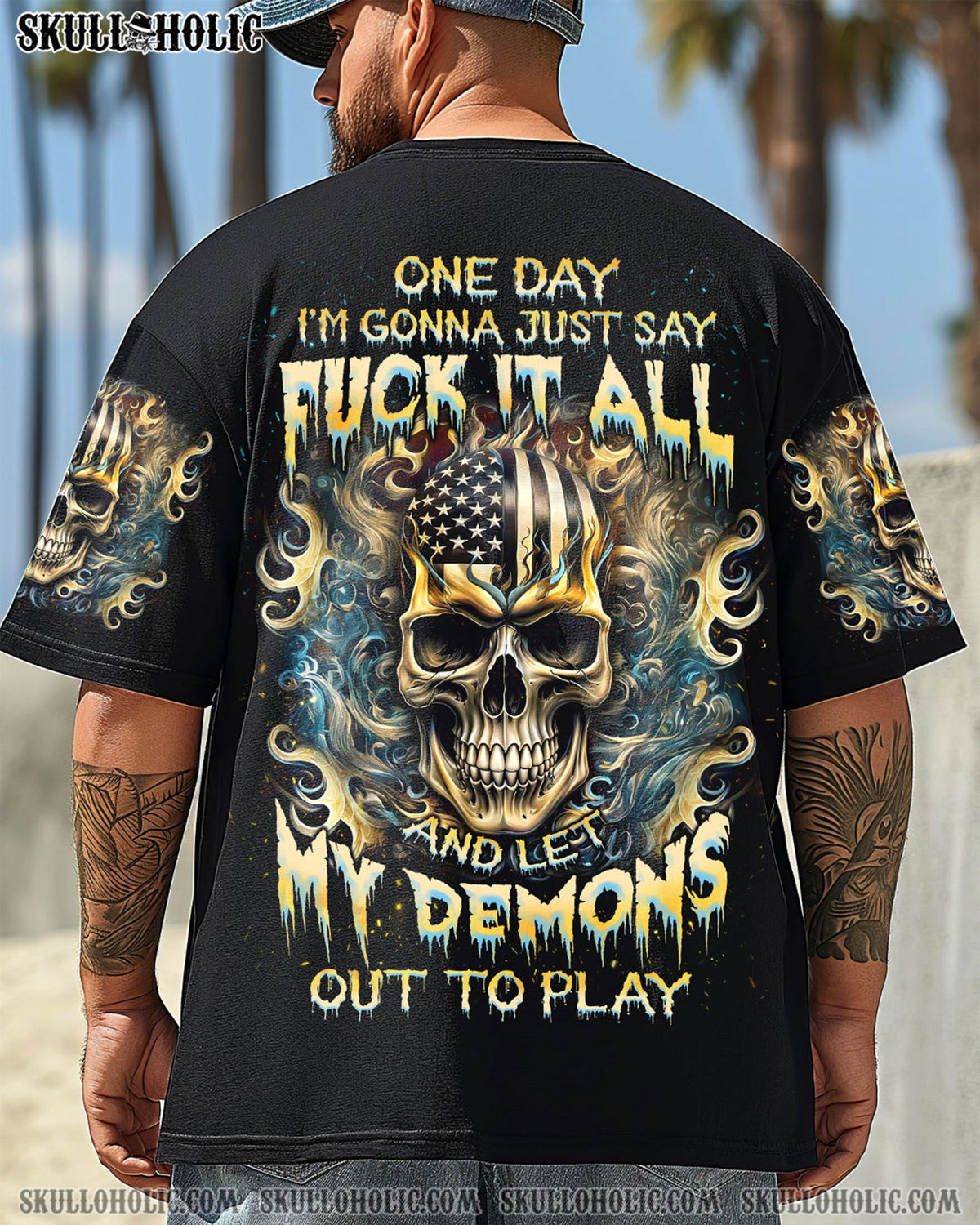 BLISSCORNERS ONE DAY I'M GONNA JUST SAY SKULL ALL OVER PRINT