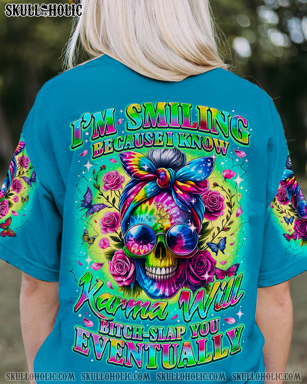 BLISSCORNERS THE GOOD GIRL IN ME MESSY BUN TIE DYE ALL OVER PRINT