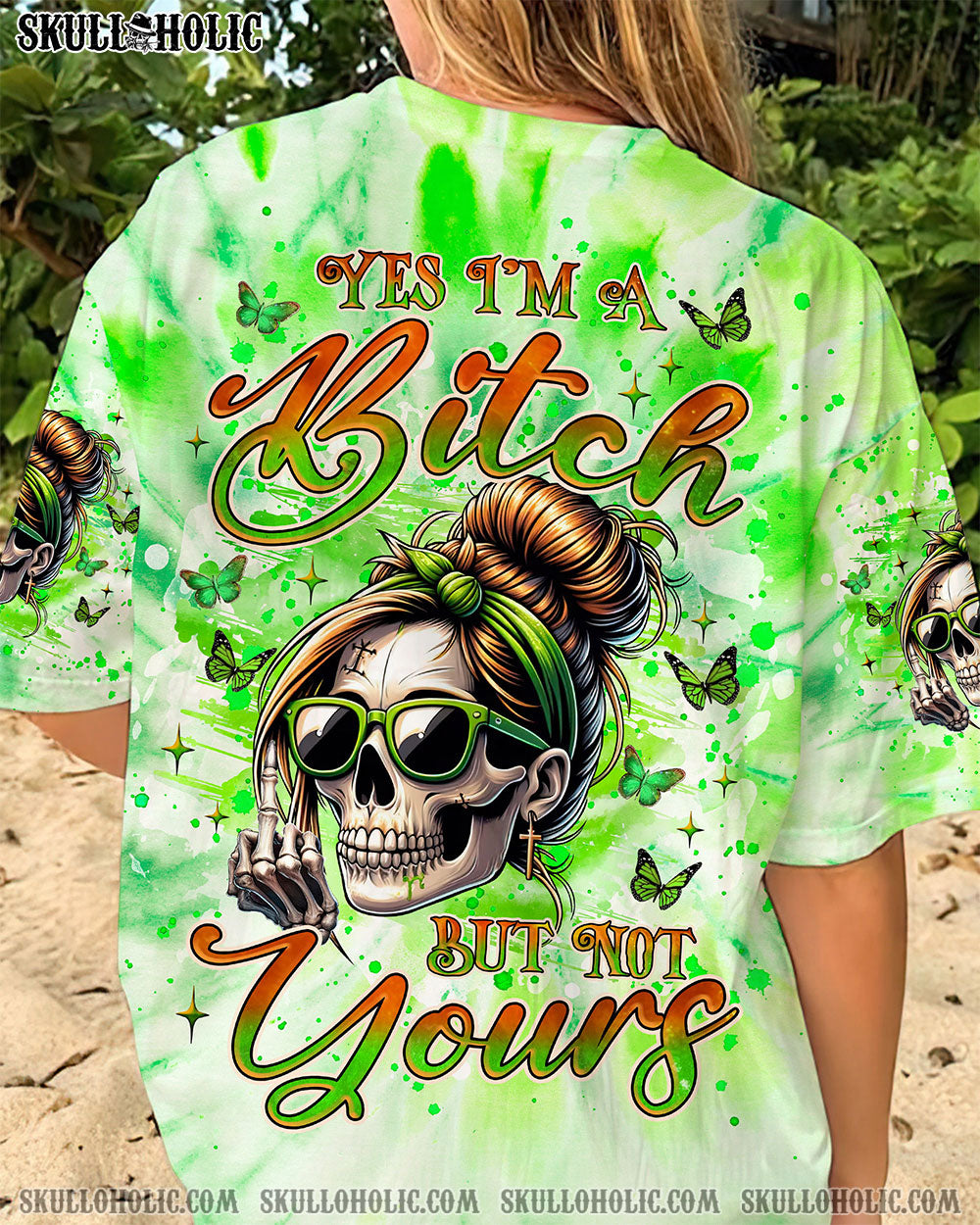 BLISSCORNERS I'M THE QUEEN SKULL MESSY BUN ALL OVER PRINT