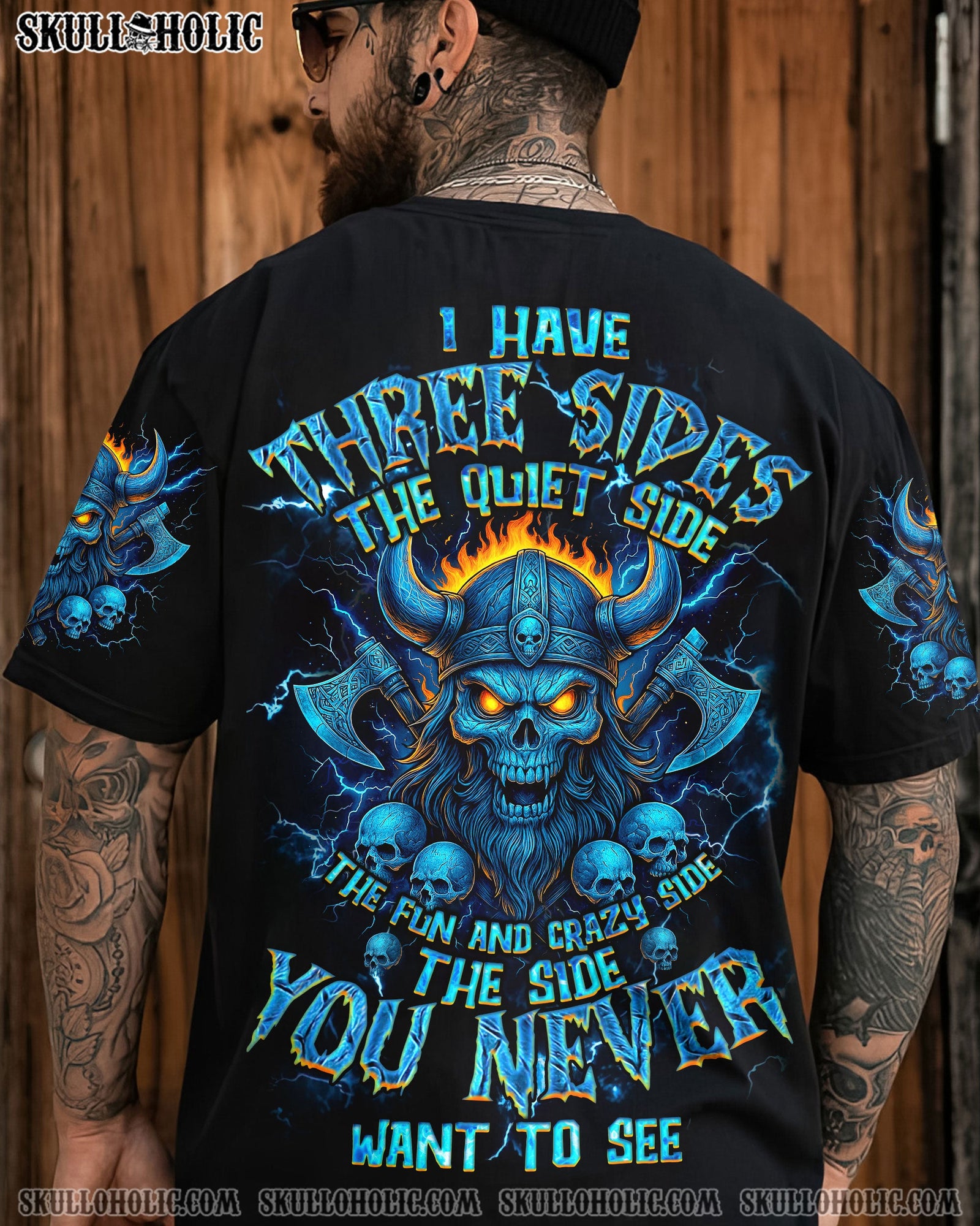 BLISSCORNERS I HAVE THREE SIDES VIKING SKULL ALL OVER PRINT