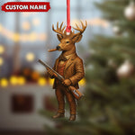 Blisscorners Personalized Acrylic Deer Hunter Christmas Ornament - Custom Name Rustic Hunting Lodge Decor LM0110