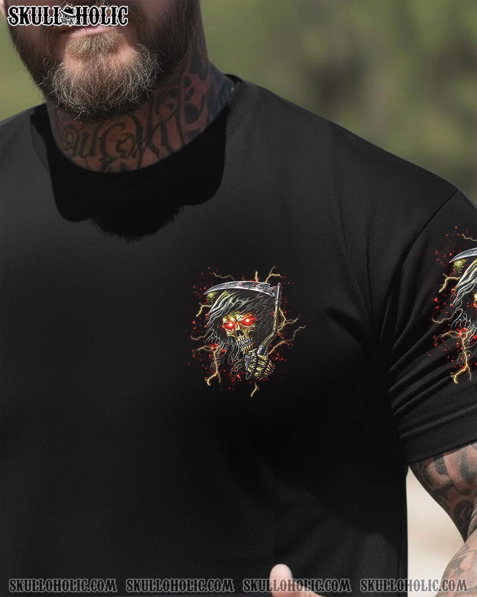 BLISSCORNERS IF I'M TOO QUIET AND SMILING SKULL REAPER ALL OVER PRINT