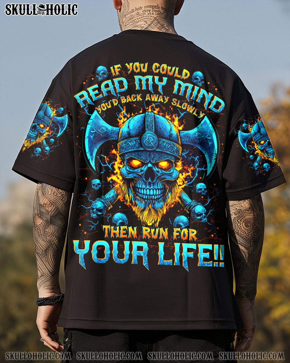 BLISSCORNERS IF YOU COULD READ MY MIND VIKING SKULL ALL OVER PRINT