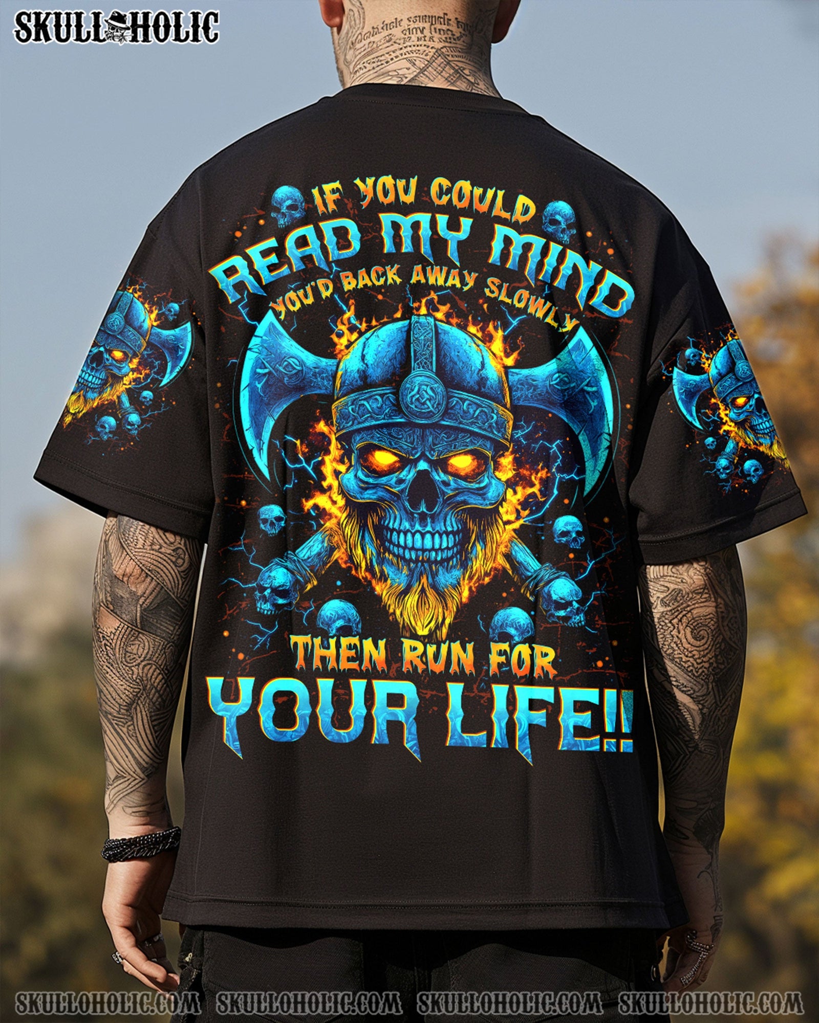 BLISSCORNERS IF YOU COULD READ MY MIND VIKING SKULL ALL OVER PRINT