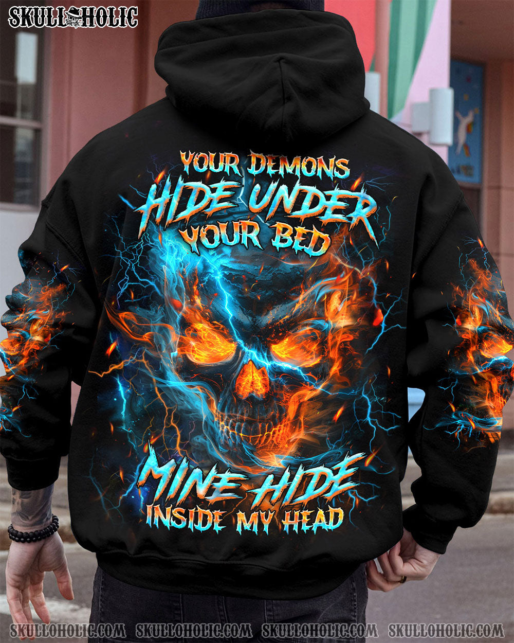 BLISSCORNERS YOUR DEMONS HIDE UNDER YOUR BED SKULL ALL OVER PRINT