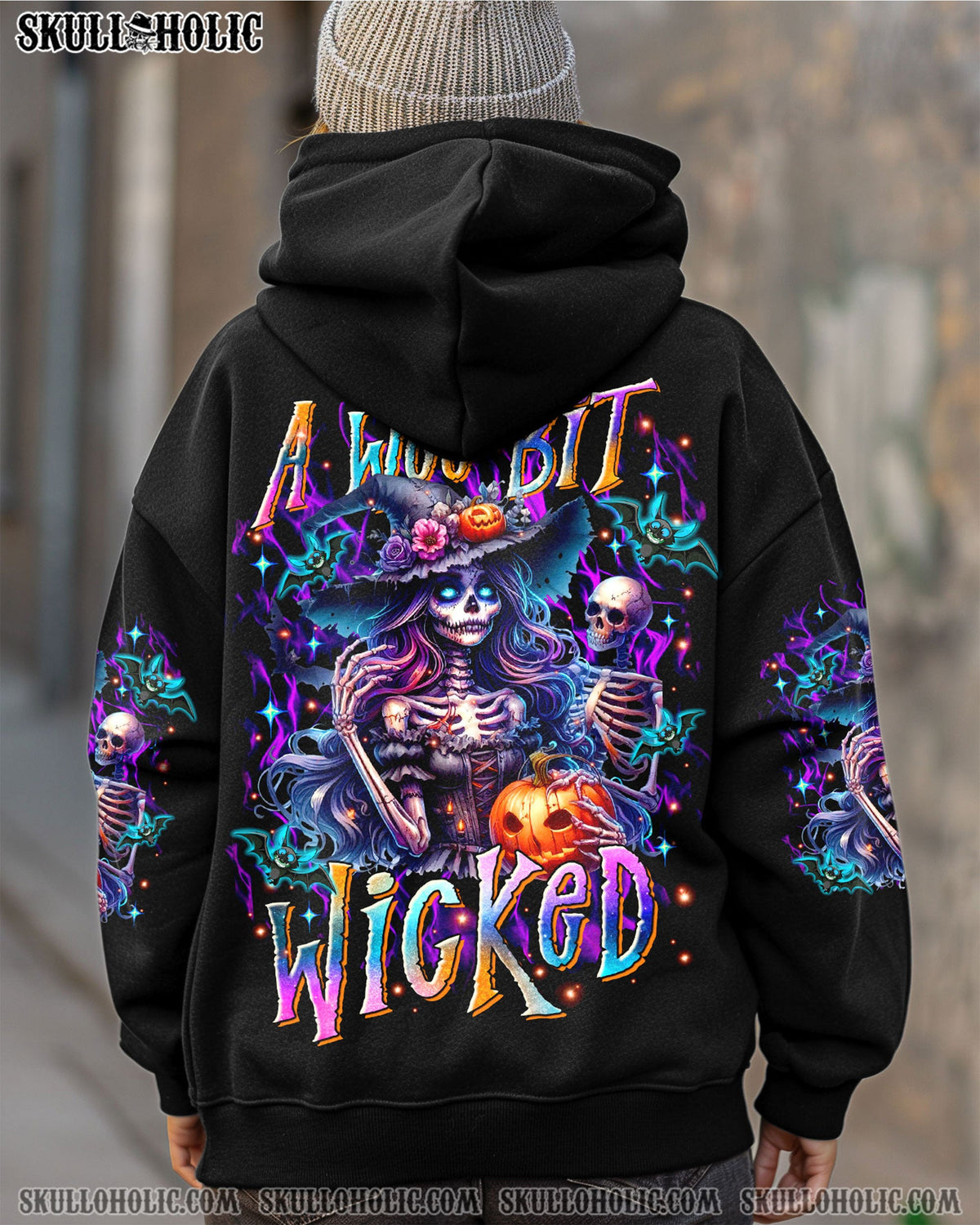 BLISSCORNERS A WEE BIT WICKED SKELETON LADY HALLOWEEN ALL OVER PRINT