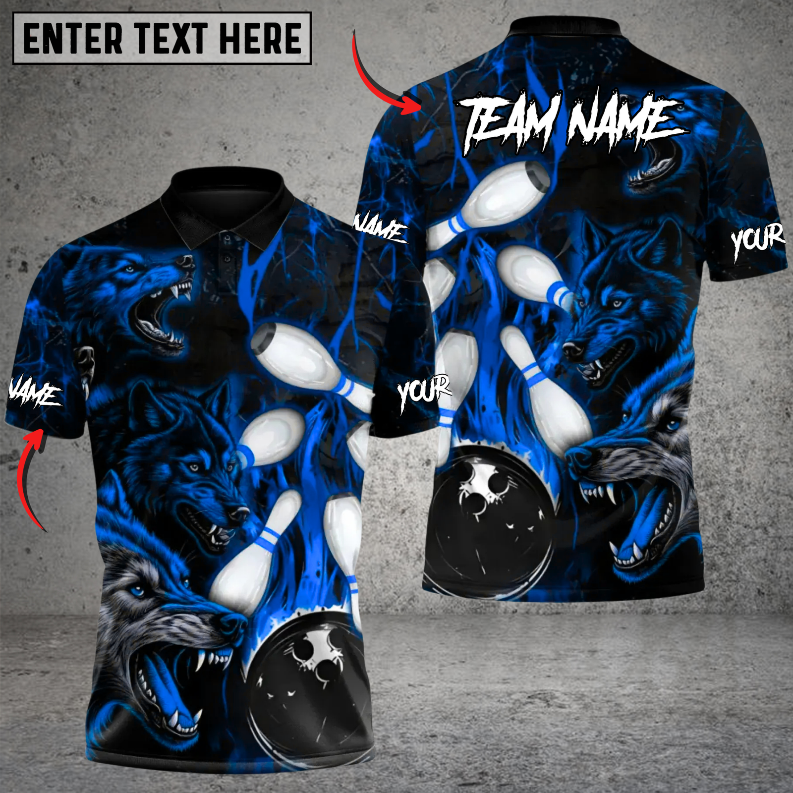 Blisscorners Crimson Howl: Strike Night Bowling Multicolor Customized Name, Team Name 3D Shirts