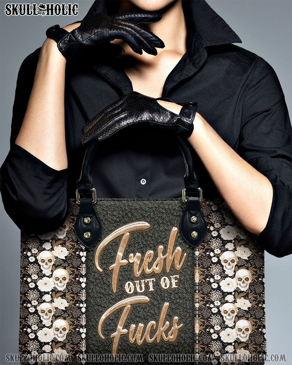 BLISSCORNERS FRESH OUT OF F SKULL FLOWER LEATHER HANDBAG