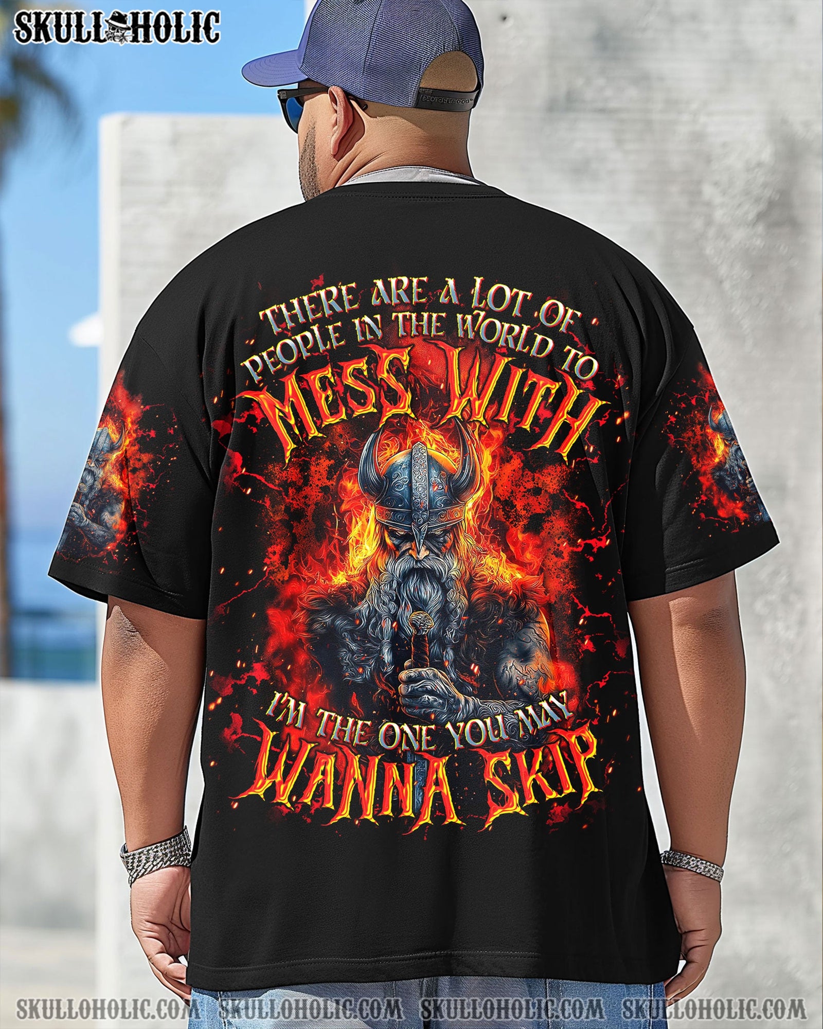 BLISSCORNERS I'M THE ONE YOU MAY WANNA SKIP VIKING SKULL ALL OVER PRINT