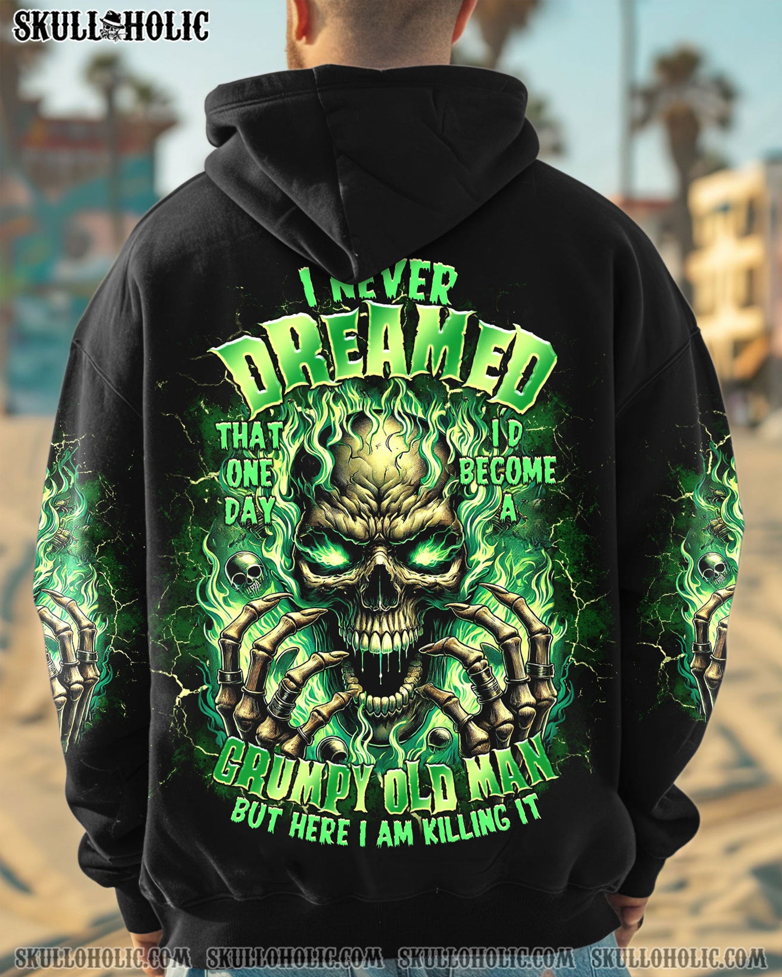 BLISSCORNERS I NEVER DREAMED THAT ONE DAY GRUMPY OLD MAN SKULL ALL OVER PRINT