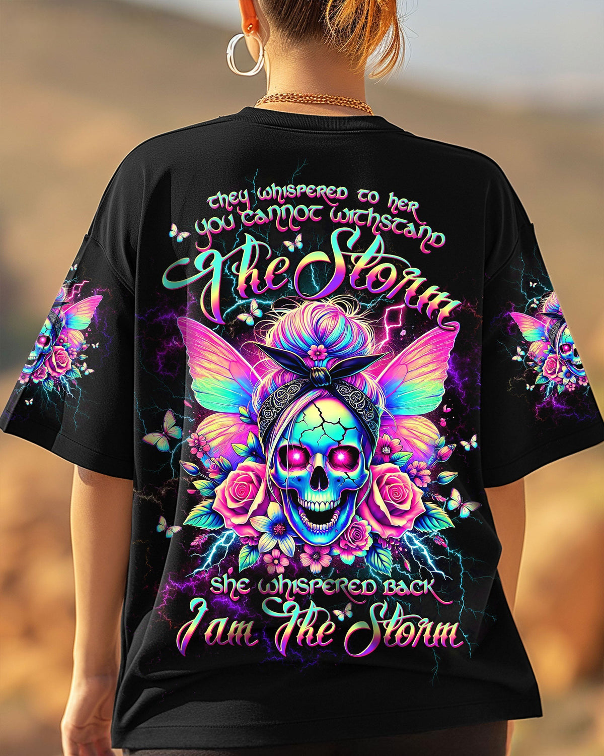 BLISSCORNERS BEHIND EVERY BAD B MESSY BUN SKULL ALL OVER PRINT