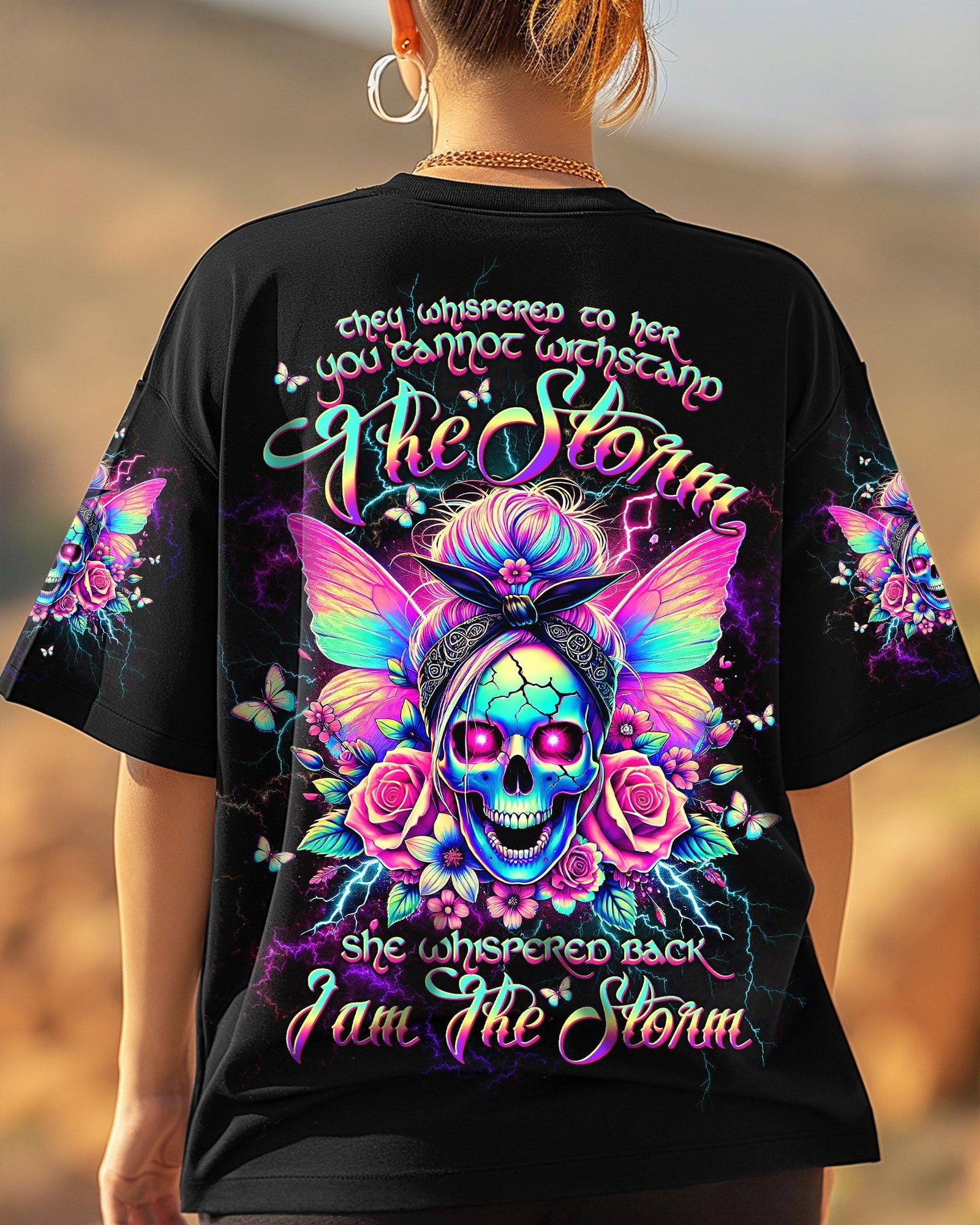 BLISSCORNERS BEHIND EVERY BAD B MESSY BUN SKULL ALL OVER PRINT