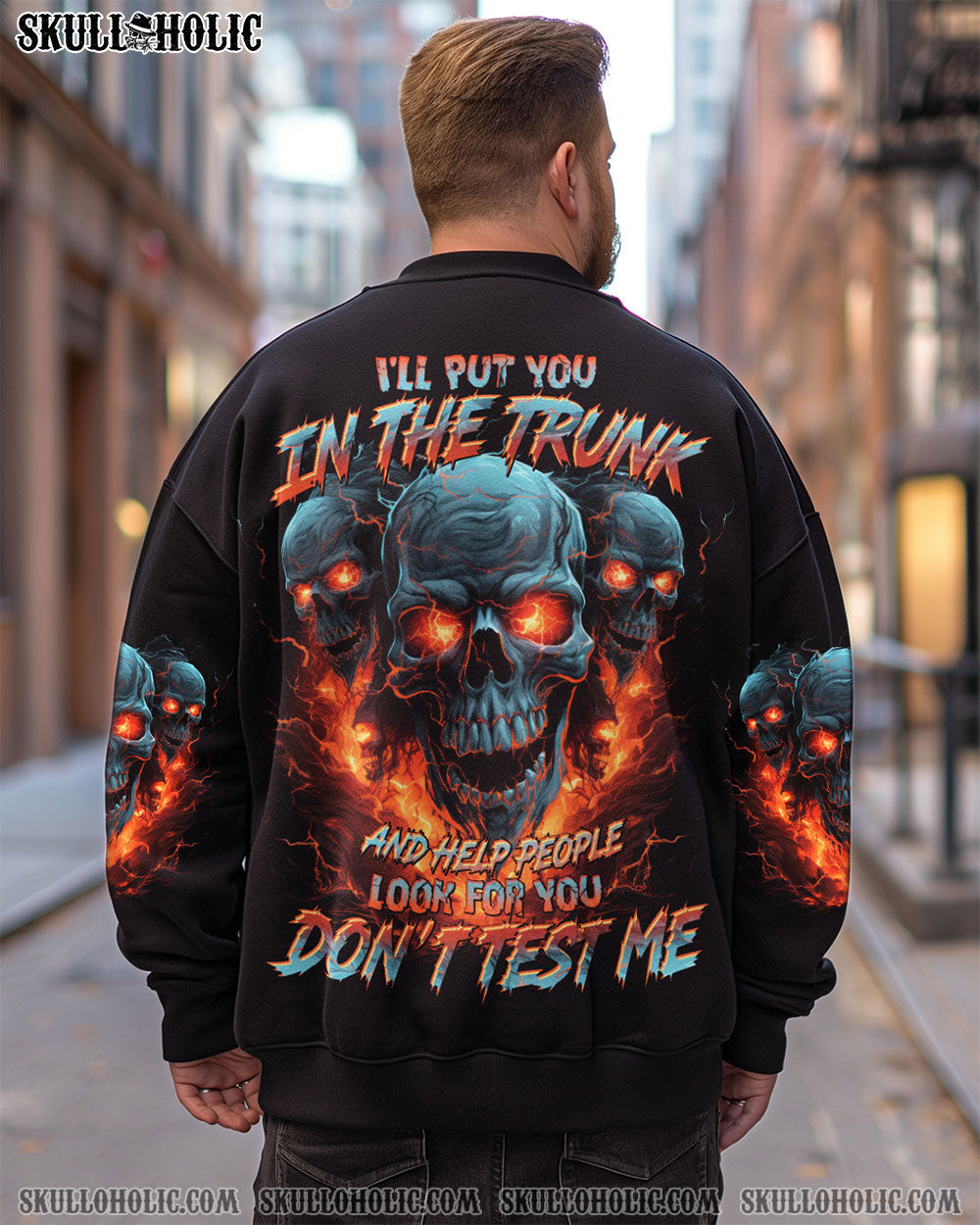BLISSCORNERS DON'T TEST ME SKULL ALL OVER PRINT