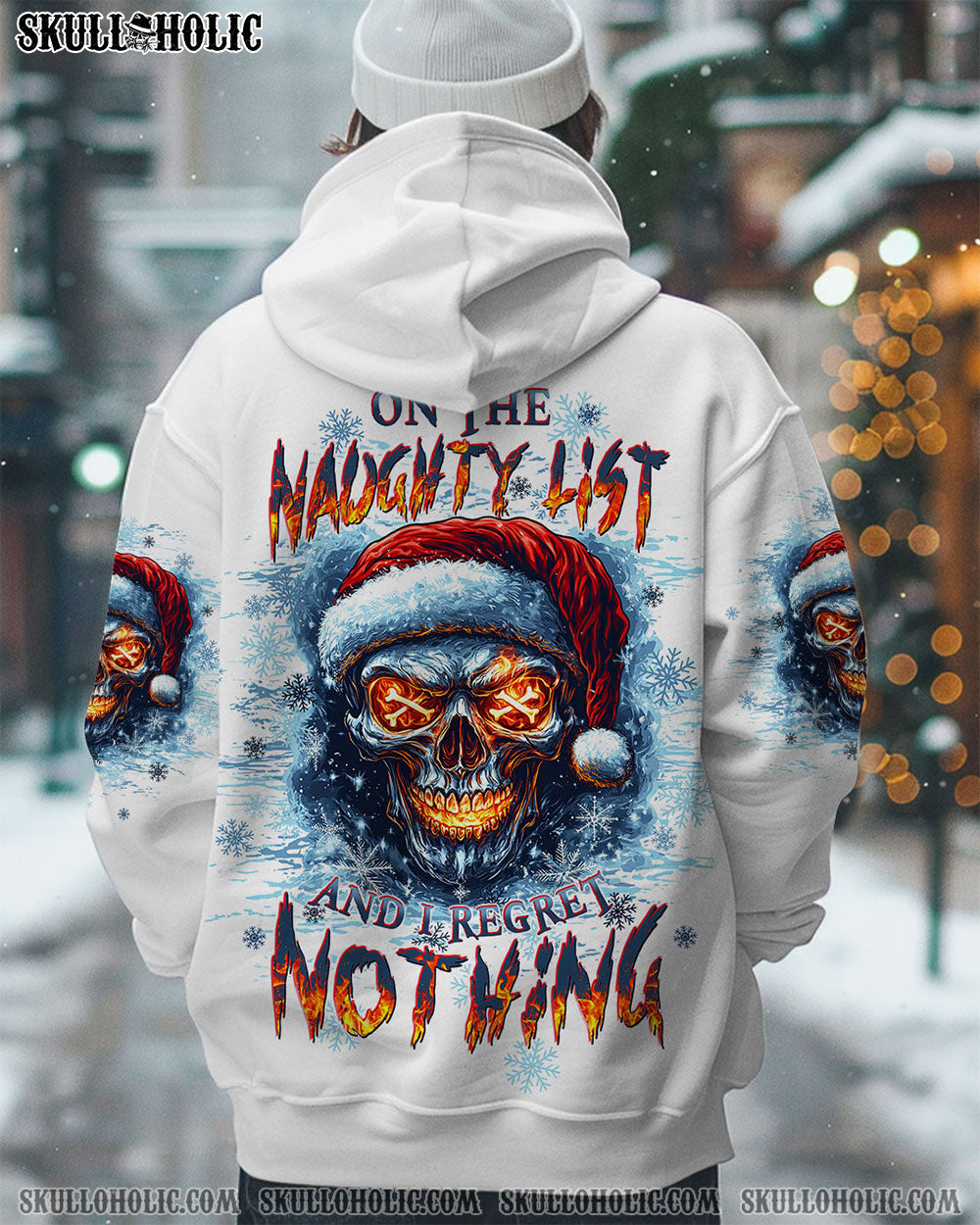 BLISSCORNERS ON THE NAUGHTY LIST SKULL CHRISTMAS ALL OVER PRINT