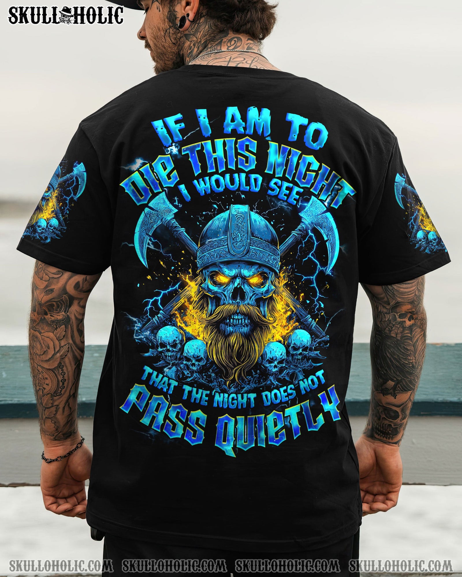 BLISSCORNERS IF I AM TO DIE THIS NIGHT VIKING SKULL ALL OVER PRINT