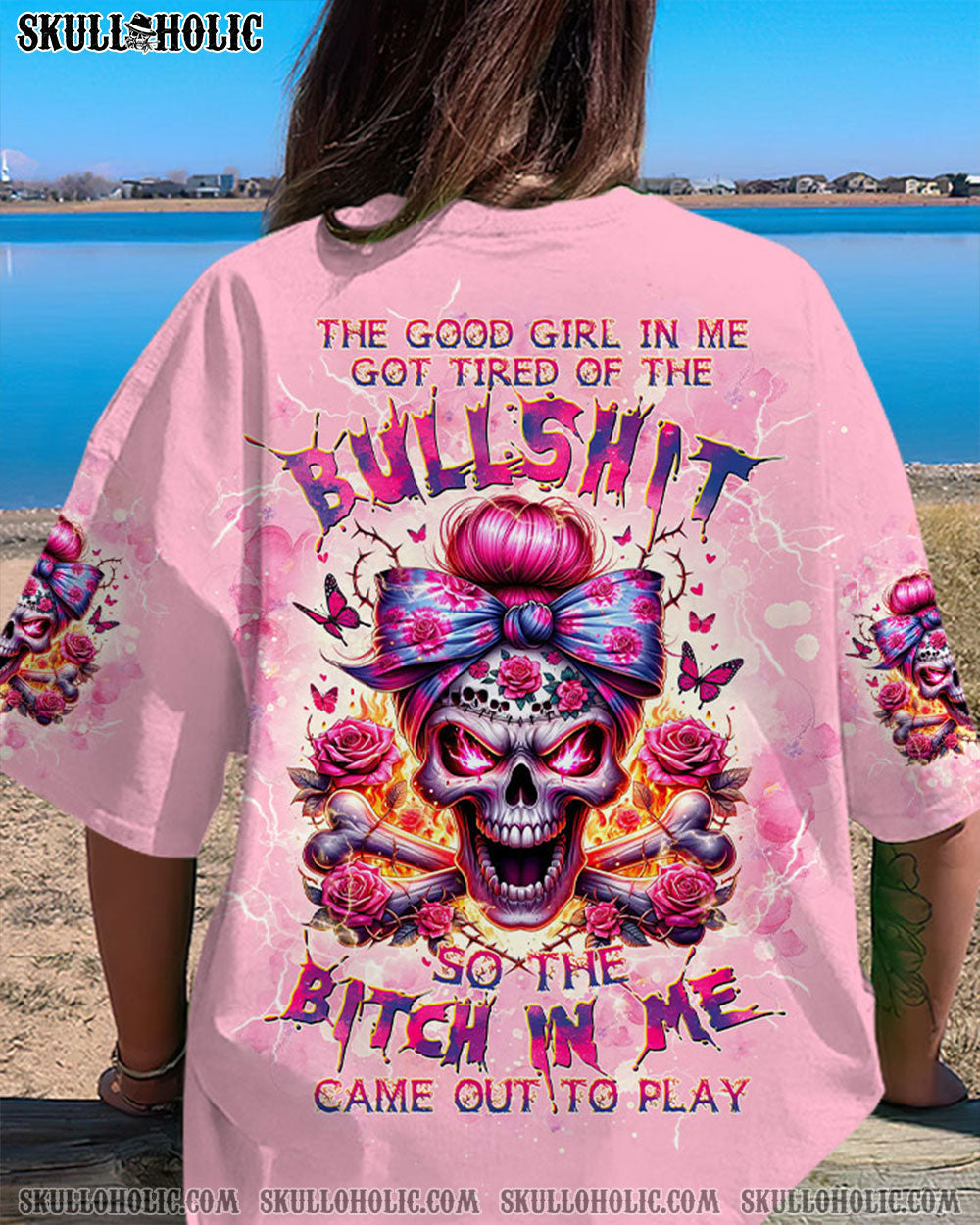 BLISSCORNERS I'M NOT ANTI-SOCIAL MESSY BUN SKULL ALL OVER PRINT