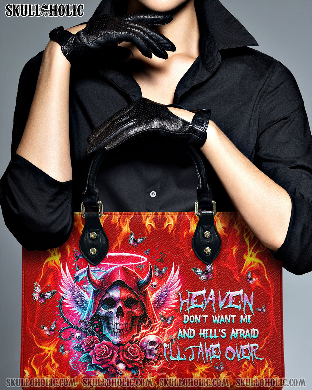 BLISSCORNERS HEAVEN DON'T WANT ME REAPER LEATHER HANDBAG