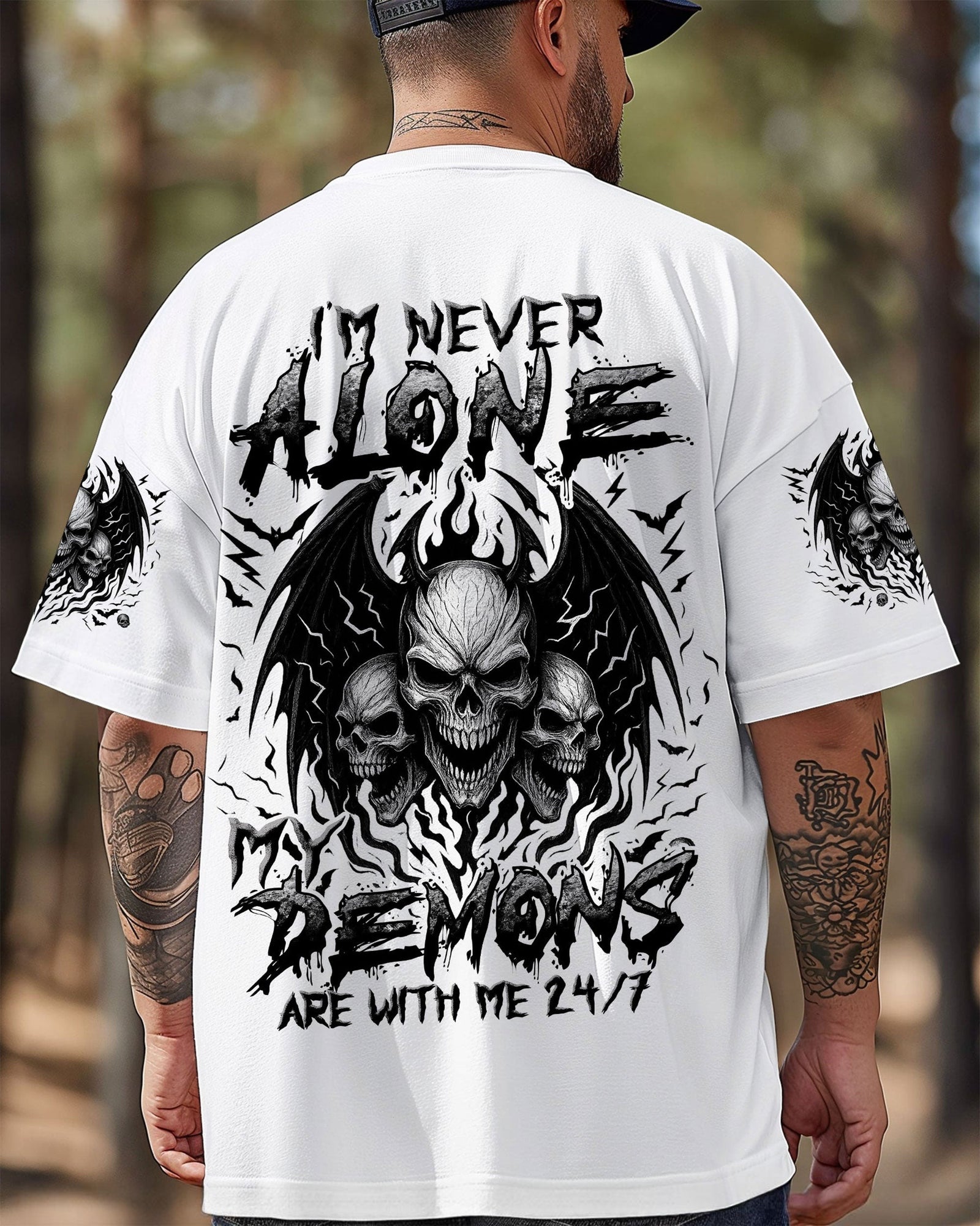 BLISSCORNERS I'M NEVER ALONE SKULL DEMON ALL OVER PRINT