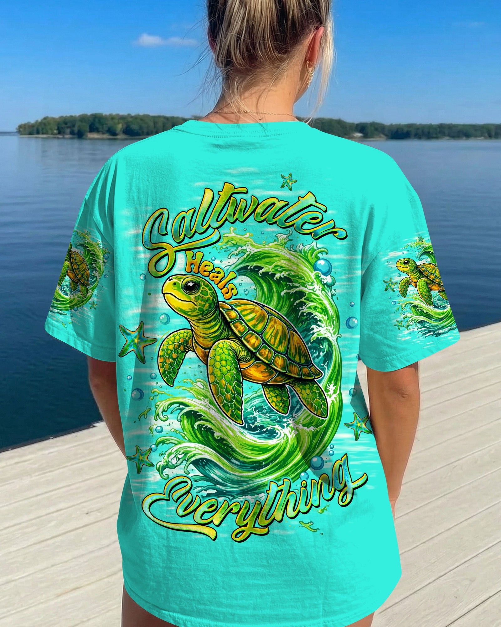 BLISSCORNERS SALTWATER HEALS EVERYTHING TURTLE ALL OVER PRINT