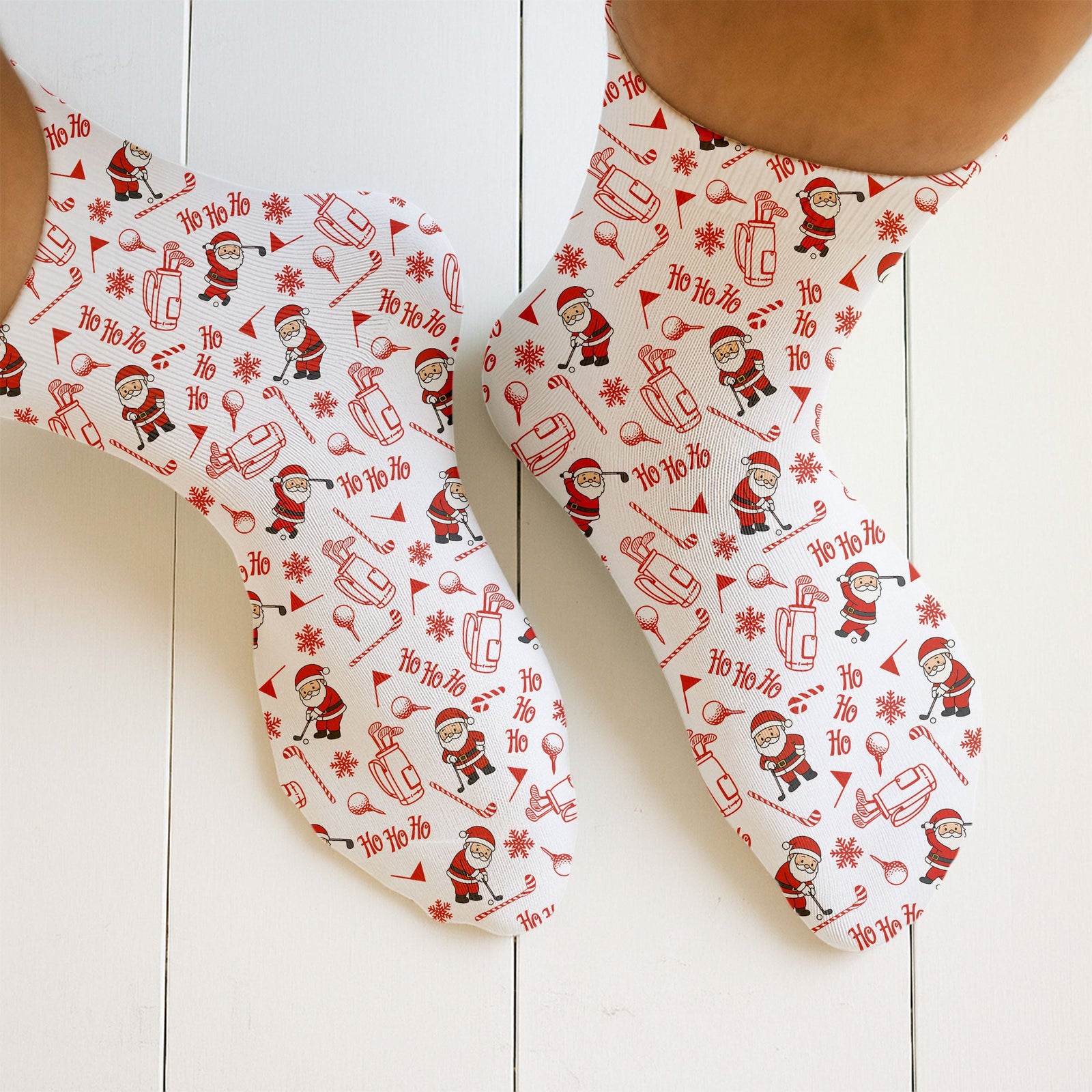 Blisscorners Ho Ho Ho Merry Christmas Funny Print Golf Socks, Christmas Golf Gift, Gifts For Golf LoversLM2611