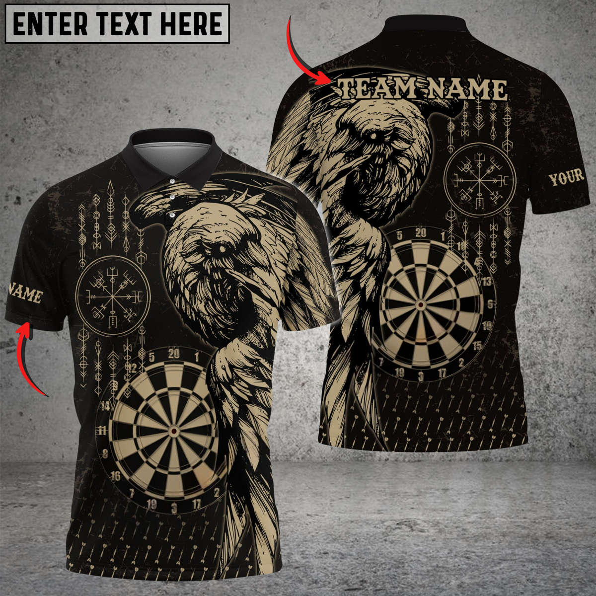 Blisscorners Darts Viking Raven Multicolor Customized Name, Team Name 3D Shirts