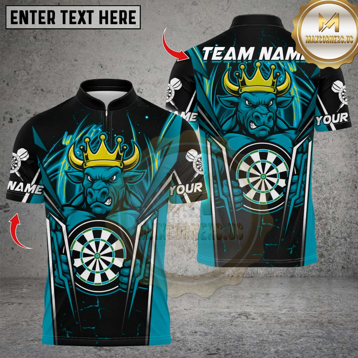 Blisscorners Fire Bull Darts Design Multicolor Customized Name, Team Name 3D Shirts
