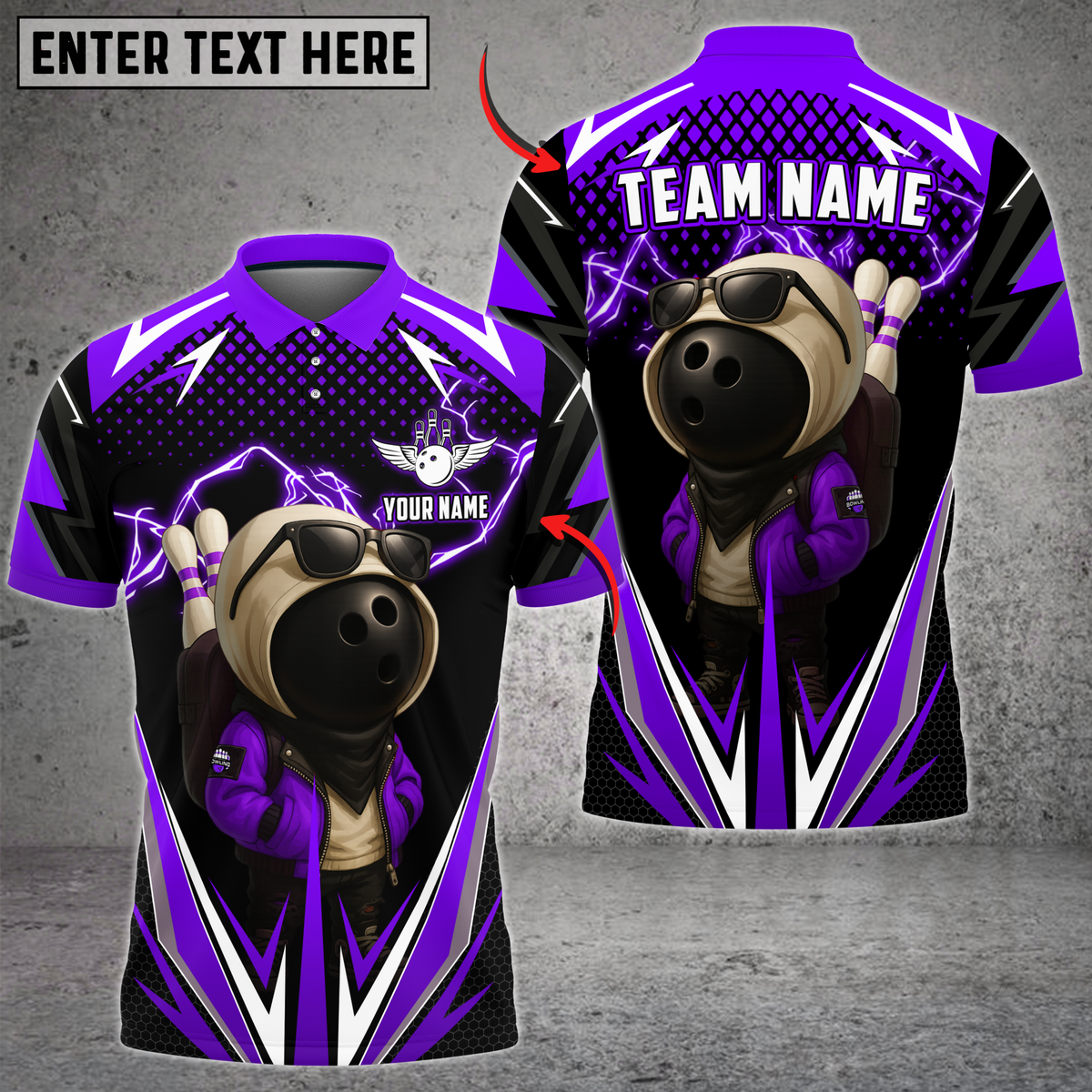 Blisscorners Bowling Lightning Bowling Ball Character Multicolor Customized Name, Team Name 3D Shirts