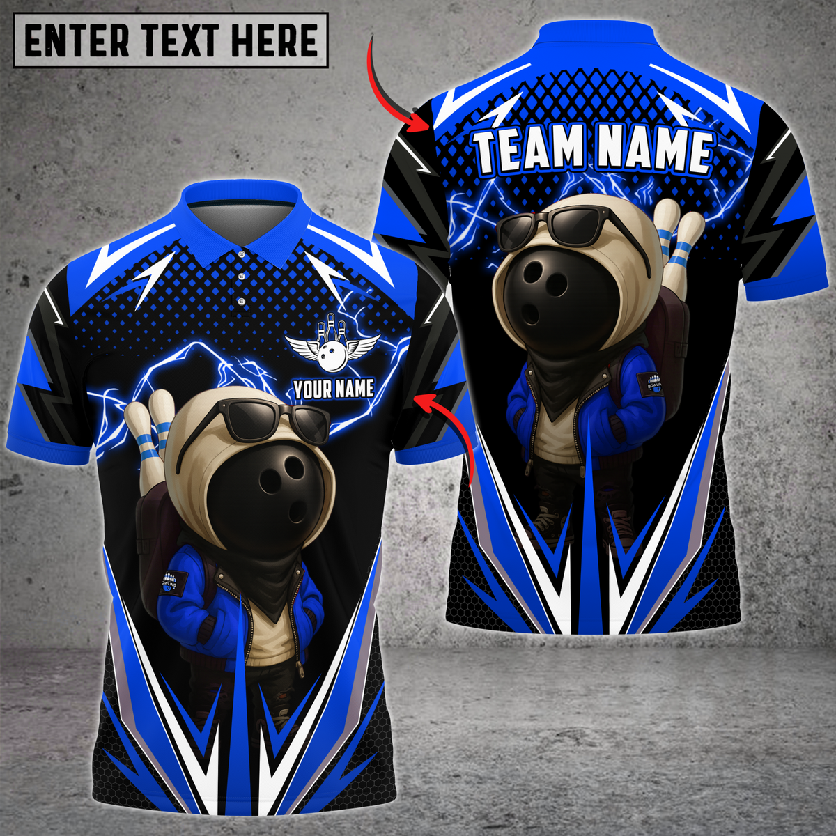 Blisscorners Bowling Lightning Bowling Ball Character Multicolor Customized Name, Team Name 3D Shirts