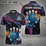 Blisscorners Bowling Ball Holding Pizza Neon Abstract Personalized Name 3D Unisex Shirt