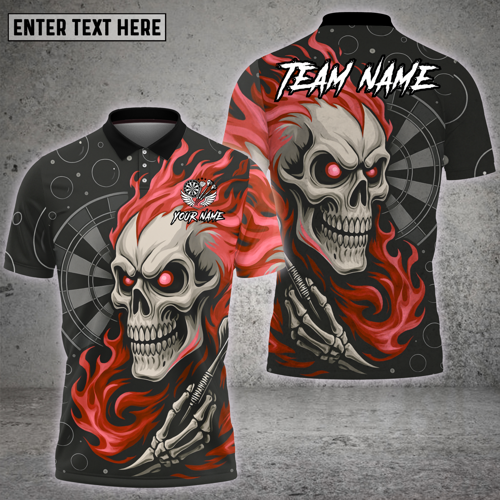 Blisscorners Skull Dart Shirt Blue Flame Skull Art Multioptions Personalized Name, Team Name Unisex 3D Shirt (4 Colors)