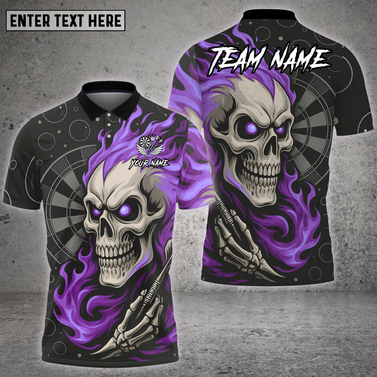 Blisscorners Skull Dart Shirt Blue Flame Skull Art Multioptions Personalized Name, Team Name Unisex 3D Shirt (4 Colors)