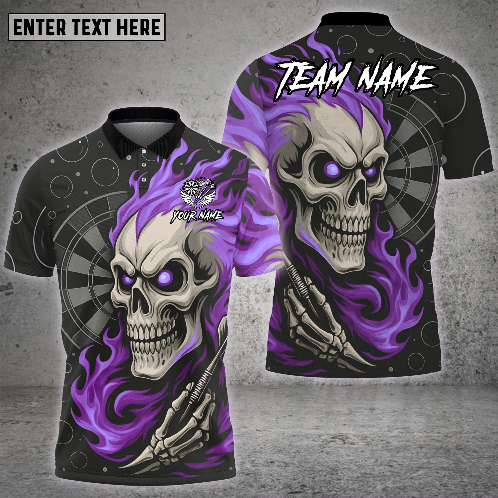 Blisscorners Skull Dart Shirt Blue Flame Skull Art Multioptions Personalized Name, Team Name Unisex 3D Shirt (4 Colors)
