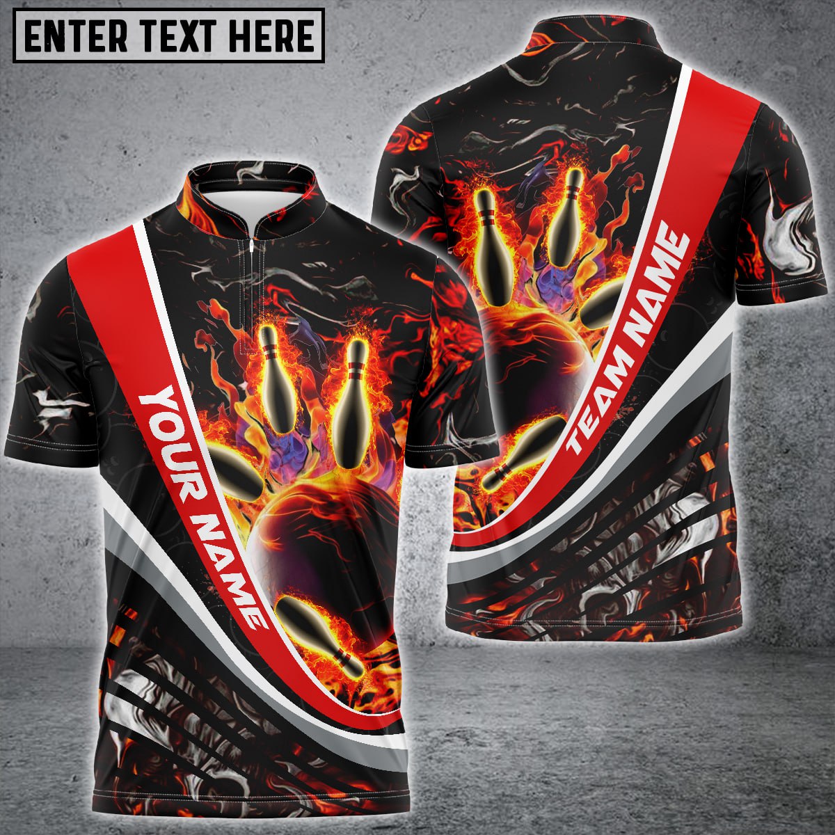 Blisscorners Flaming Magma Bowling And Pins Multicolor Option Customized Name 3D Shirt