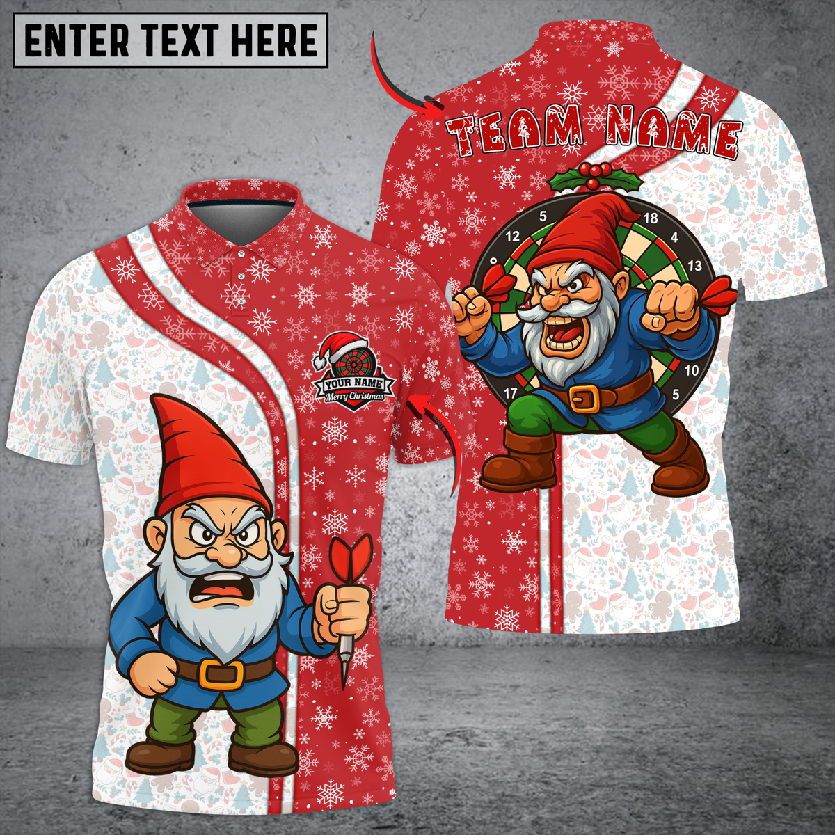 Blisscorners Darts Angry Gnome Christmas Personalized Name 3D Unisex Shirt