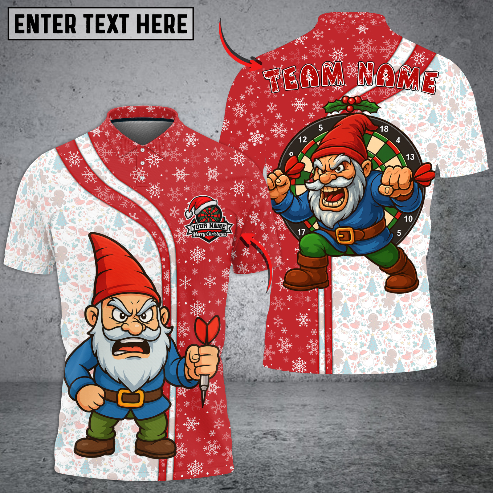Blisscorners Darts Angry Gnome Christmas Personalized Name 3D Unisex Shirt
